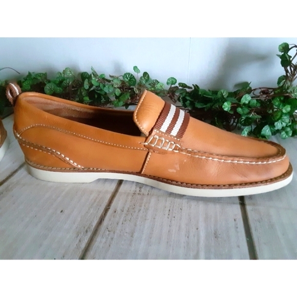 Sperry Top Sider Mens Striped Slip-On Leather Loafers - Color: Camel/White main image 5